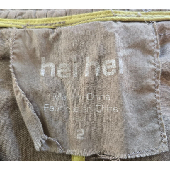 Hei Hei Anthropologie Jacket Women's 2 Olive Ruffles Zip Up Crop Pearl Buttons - Picture 4 of 10